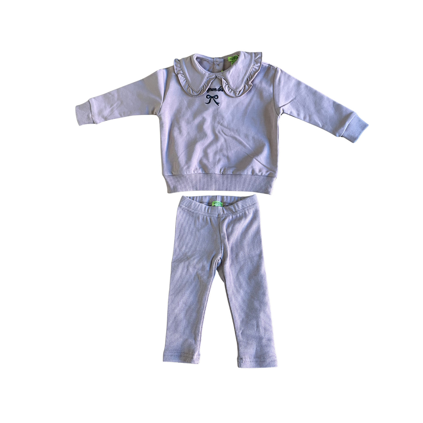 Bonjoy Taupe Ruffle Collar Sweatset