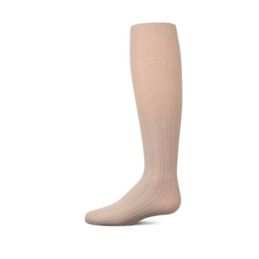 Memoi Taupe Lightweight Cable Cotton Tights