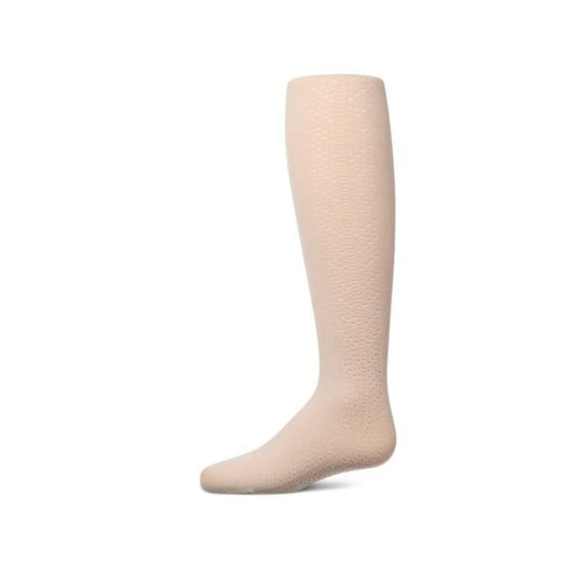 Memoi Latte Lightweight Side Drop Stitch Cotton Tights
