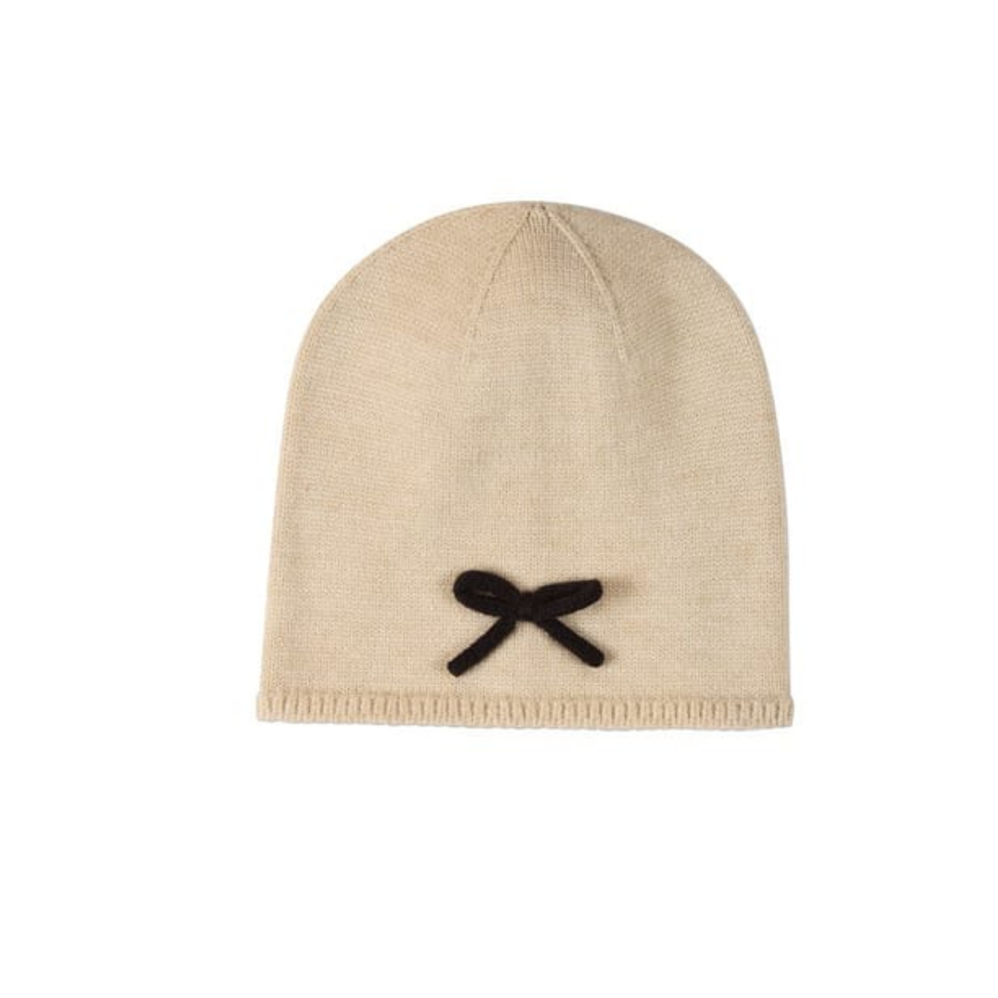 Memoi Ivory Sweet Knit Bow Beanie