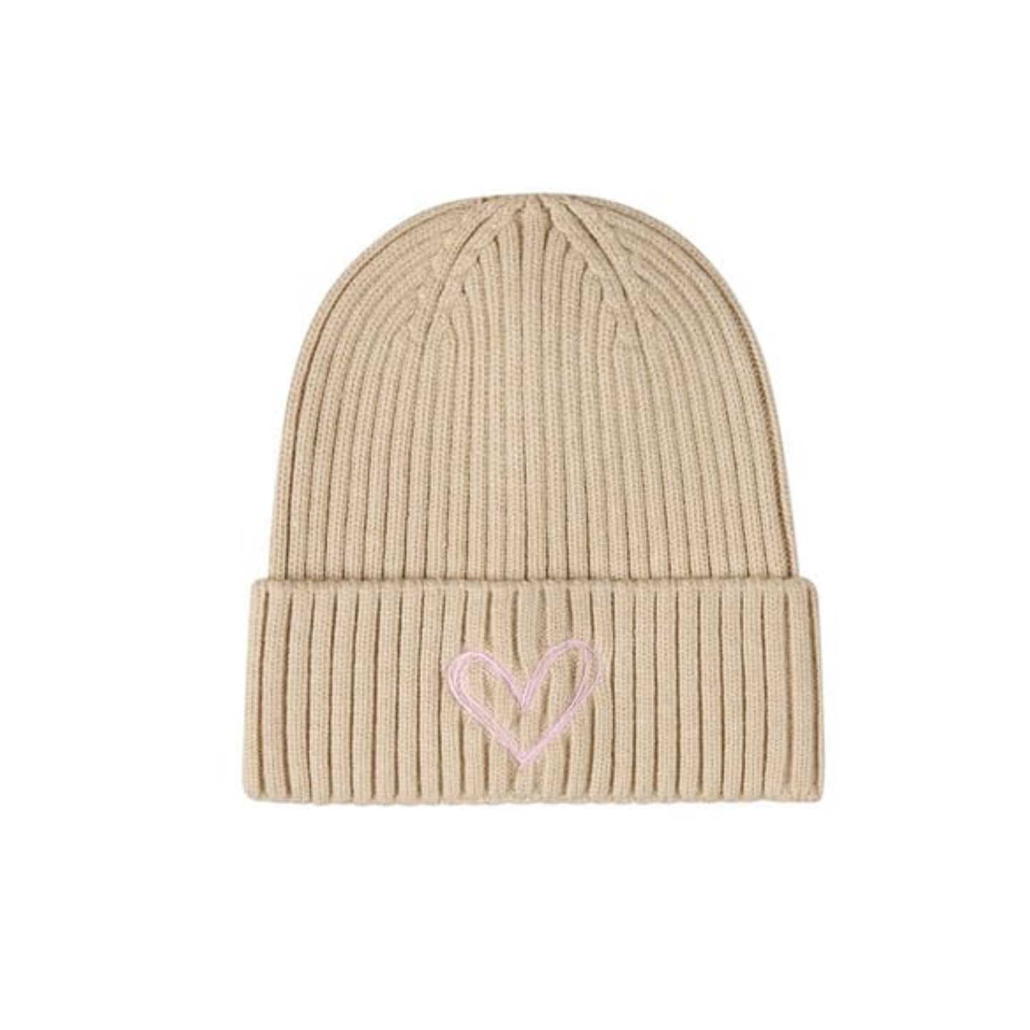 Memoi Oatmeal Heart Pop Cuffed Beanie