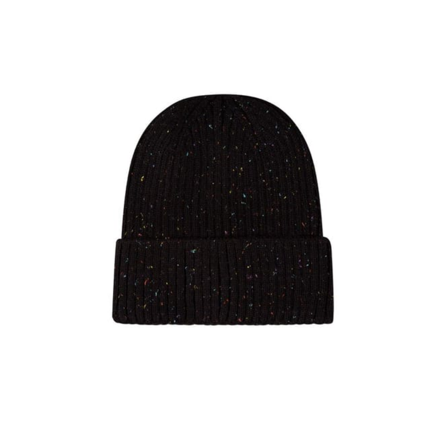 Memoi Black Confetti Knit Cuffed Beanie