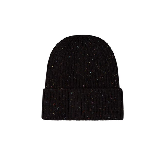 Memoi Black Confetti Knit Cuffed Beanie