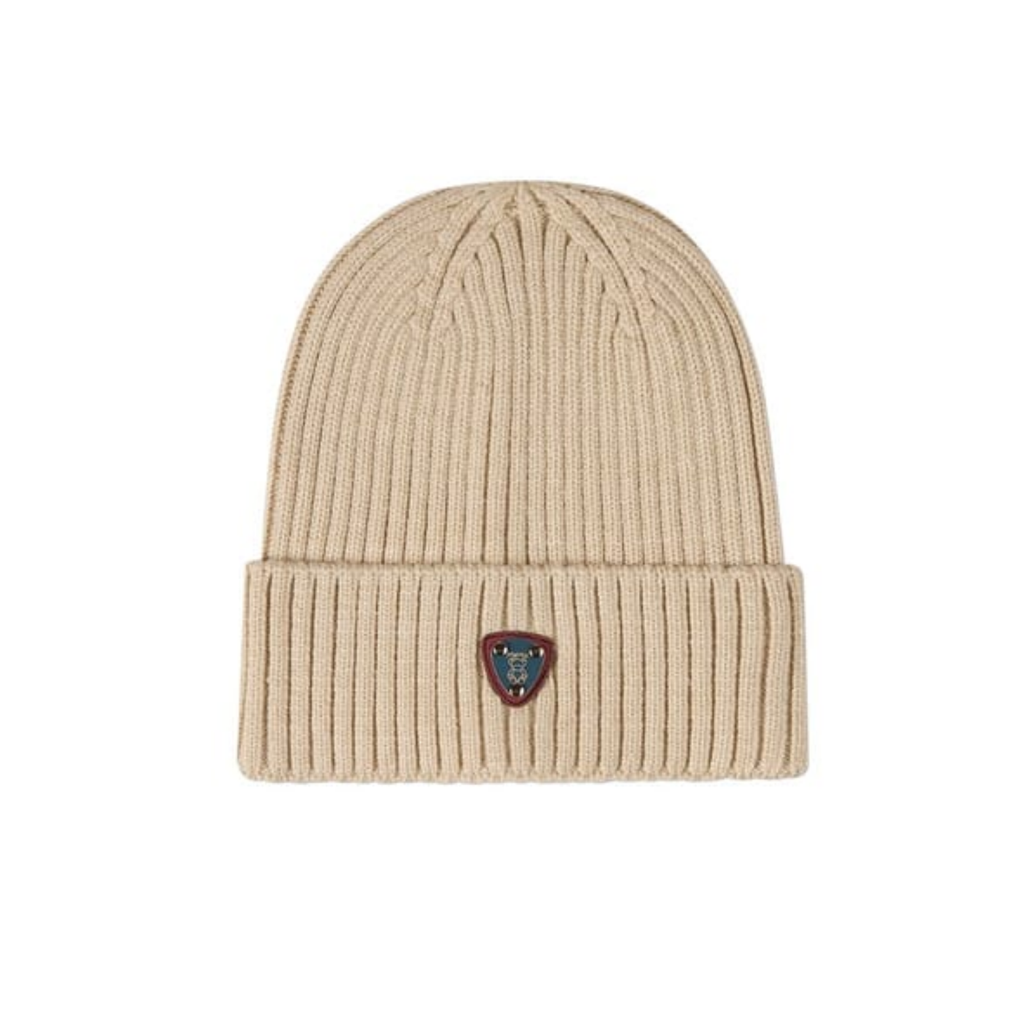 Memoi Oatmeal Teddy Crest Cuffed Beanie