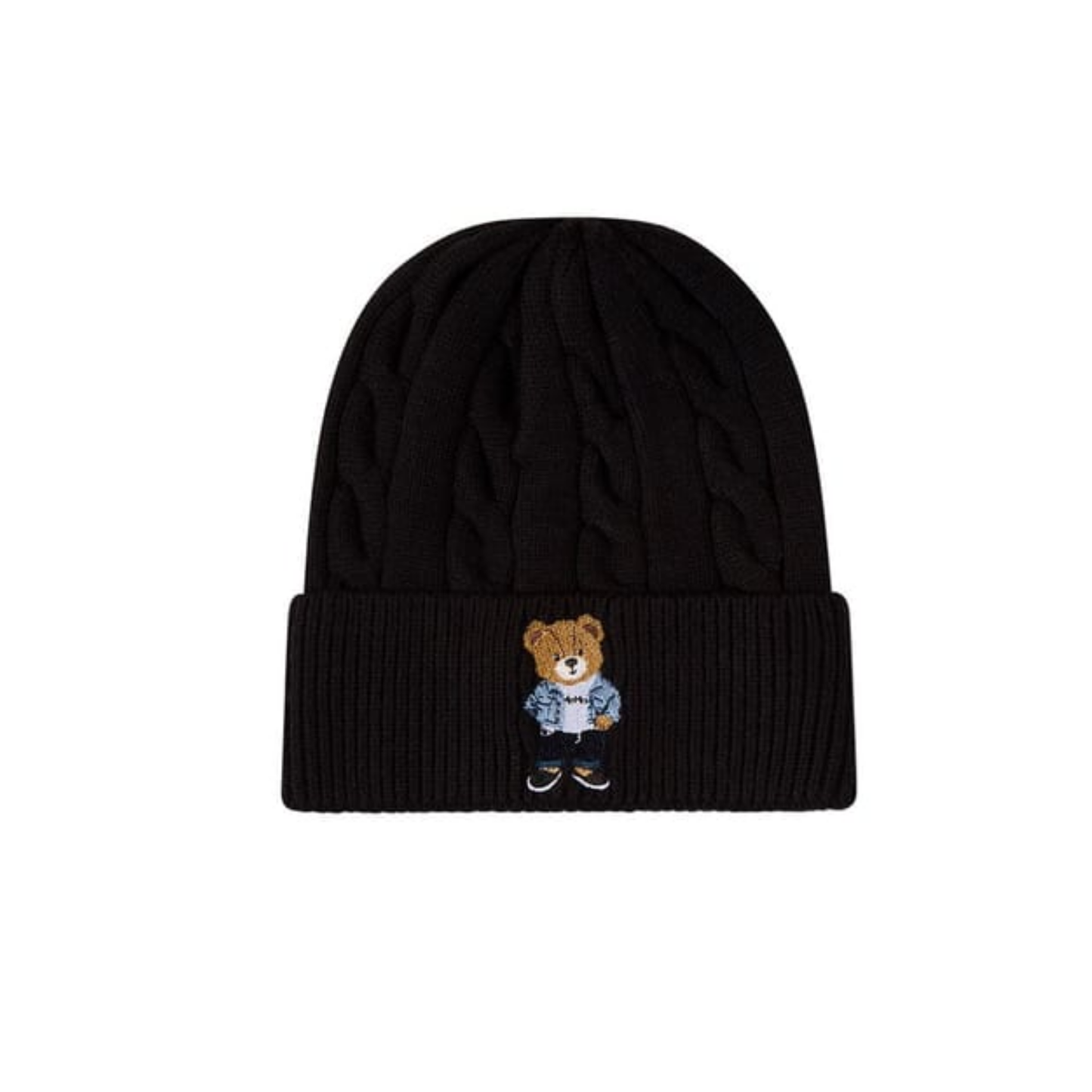 Memoi Black Cool Teddy Knit Cuffed Beanie