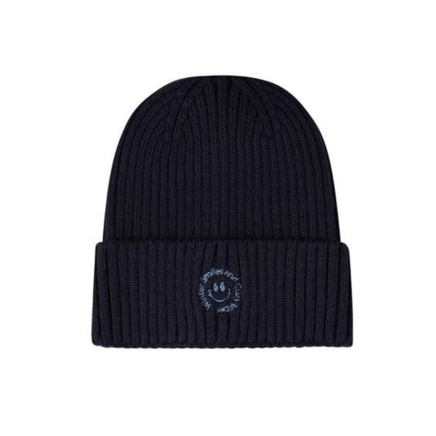 Memoi Navy Winter Smiles Cuffed Beanie