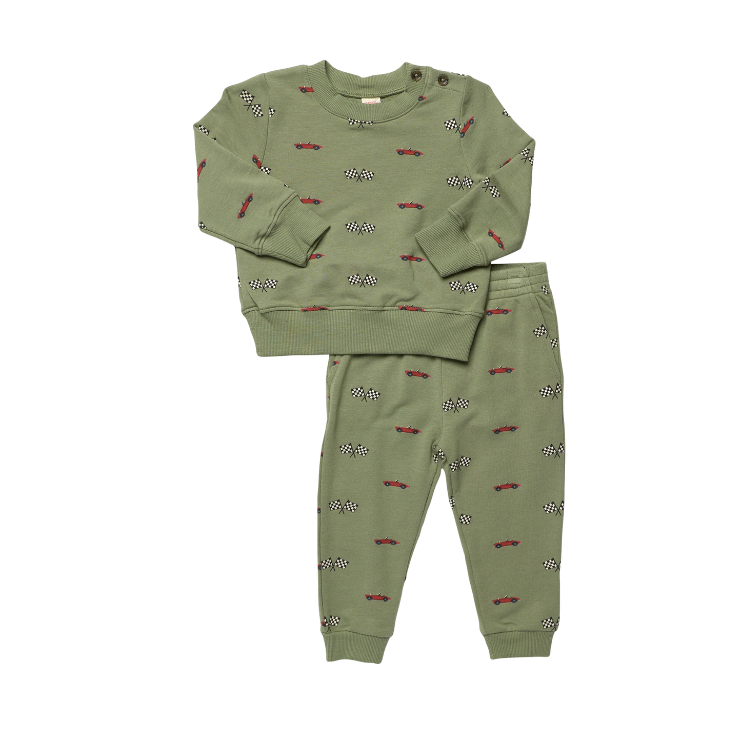 Coop Kids Green Race Cars Jogger Set
