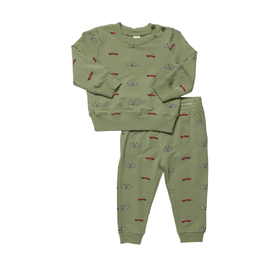 Coop Kids Green Race Cars Jogger Set