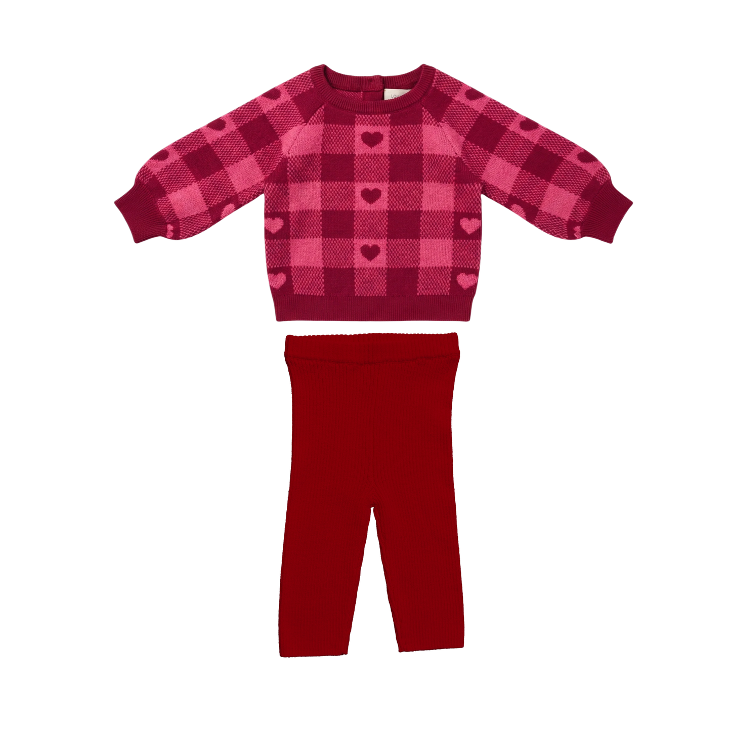 Louis Louise Red/Fuchsia Elia Heart Check Leggings Set