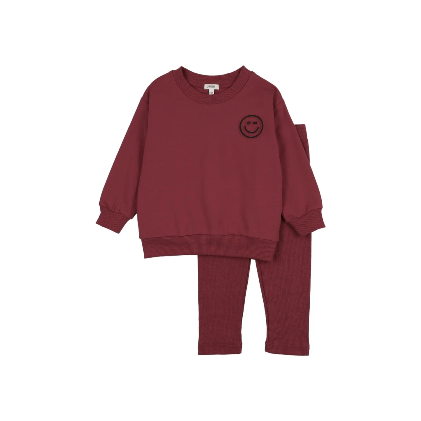 Bonjoy Deep Red Embossed Smiley Sweatset
