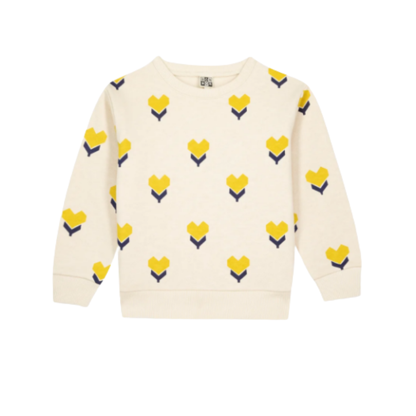Bonton Cream Flower Print Long Sleeve Sweatshirt
