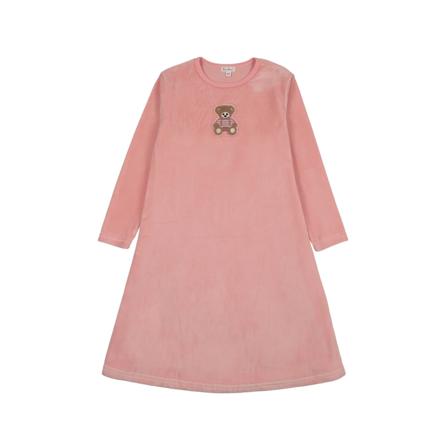 Bonjoy Pink Bear Sherpa Teddy Velour Short Nightgown