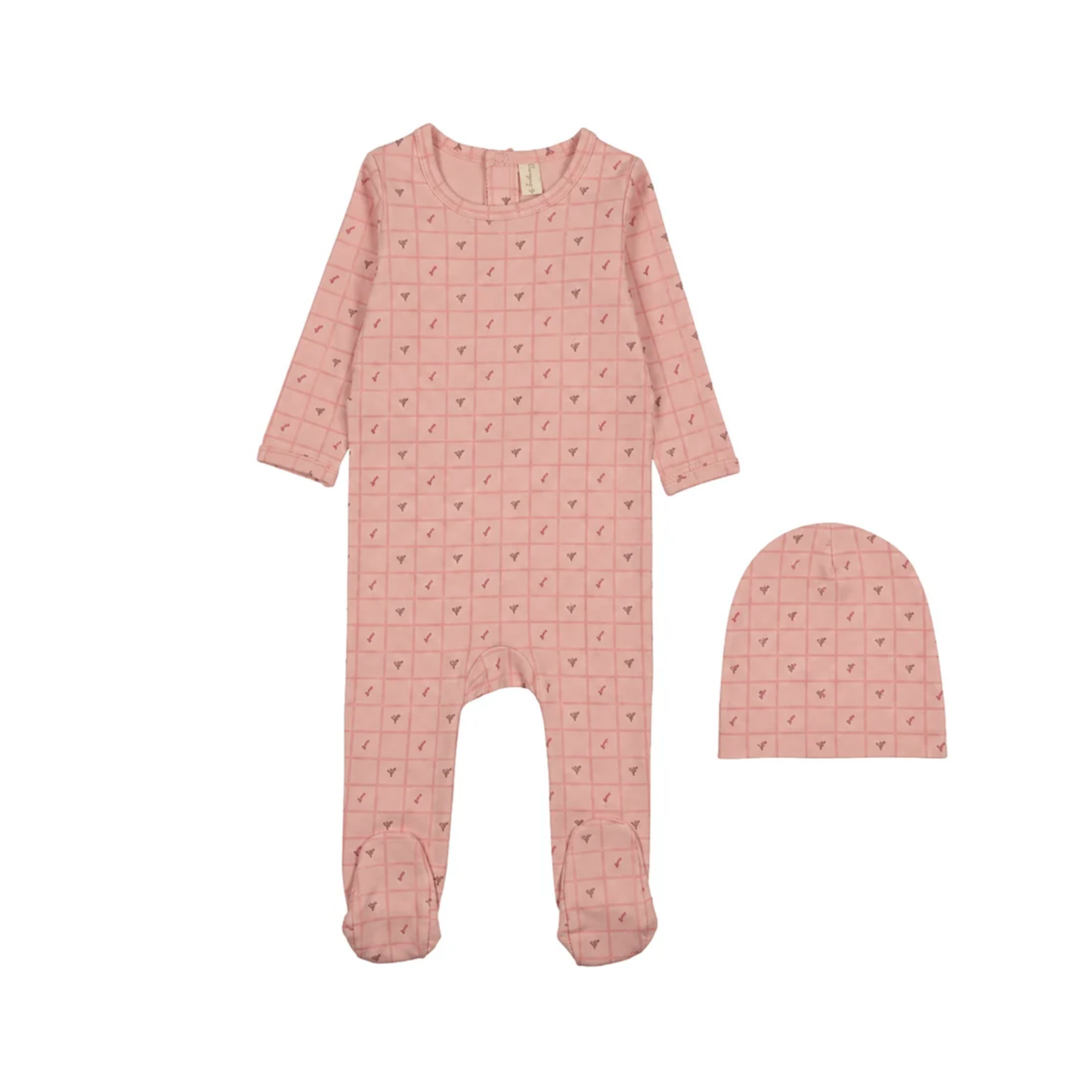 Bonjoy Pink Flowers Boxed Graphic Footie Set