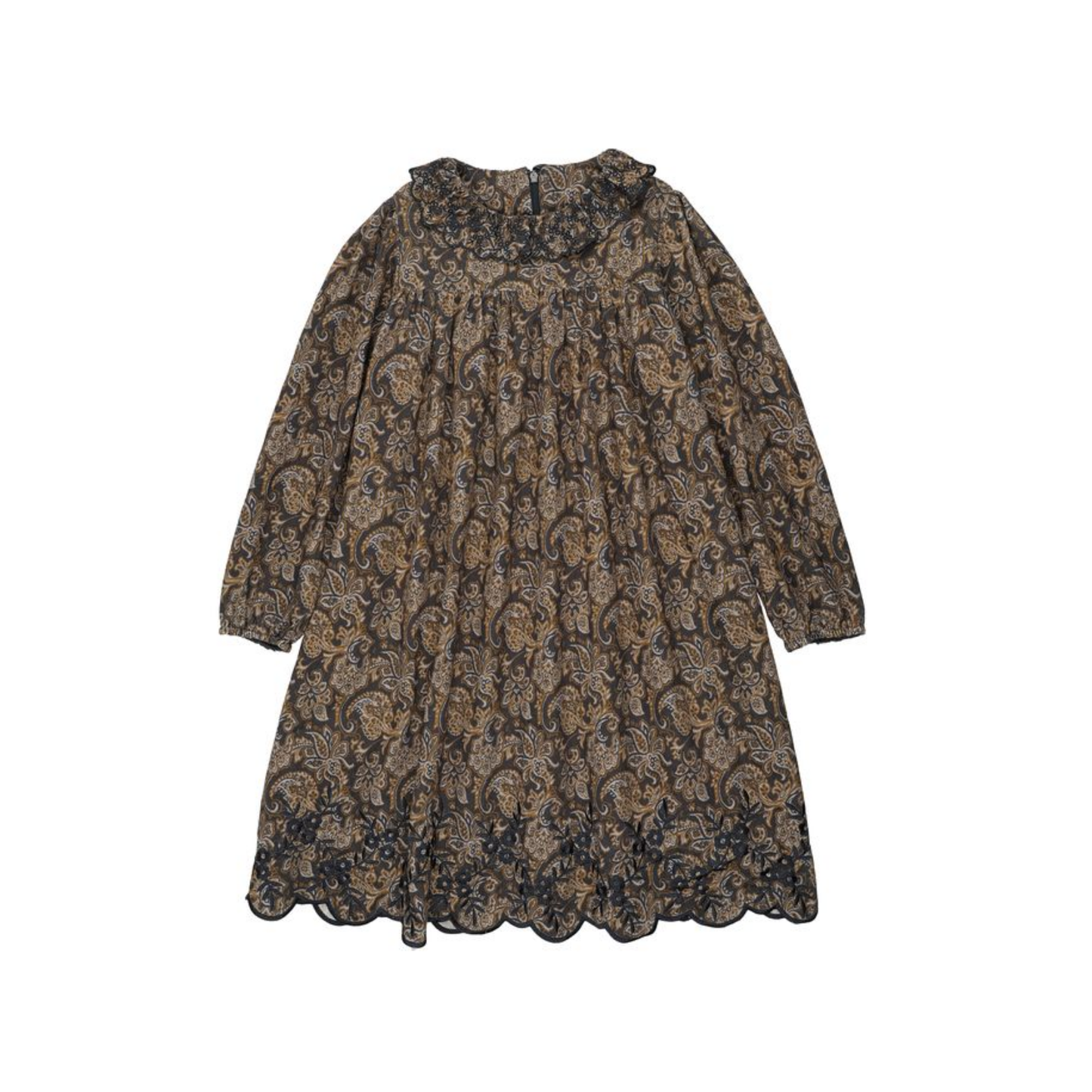 Sweet Threads Green Paisley Printed Long Sleeve Dress