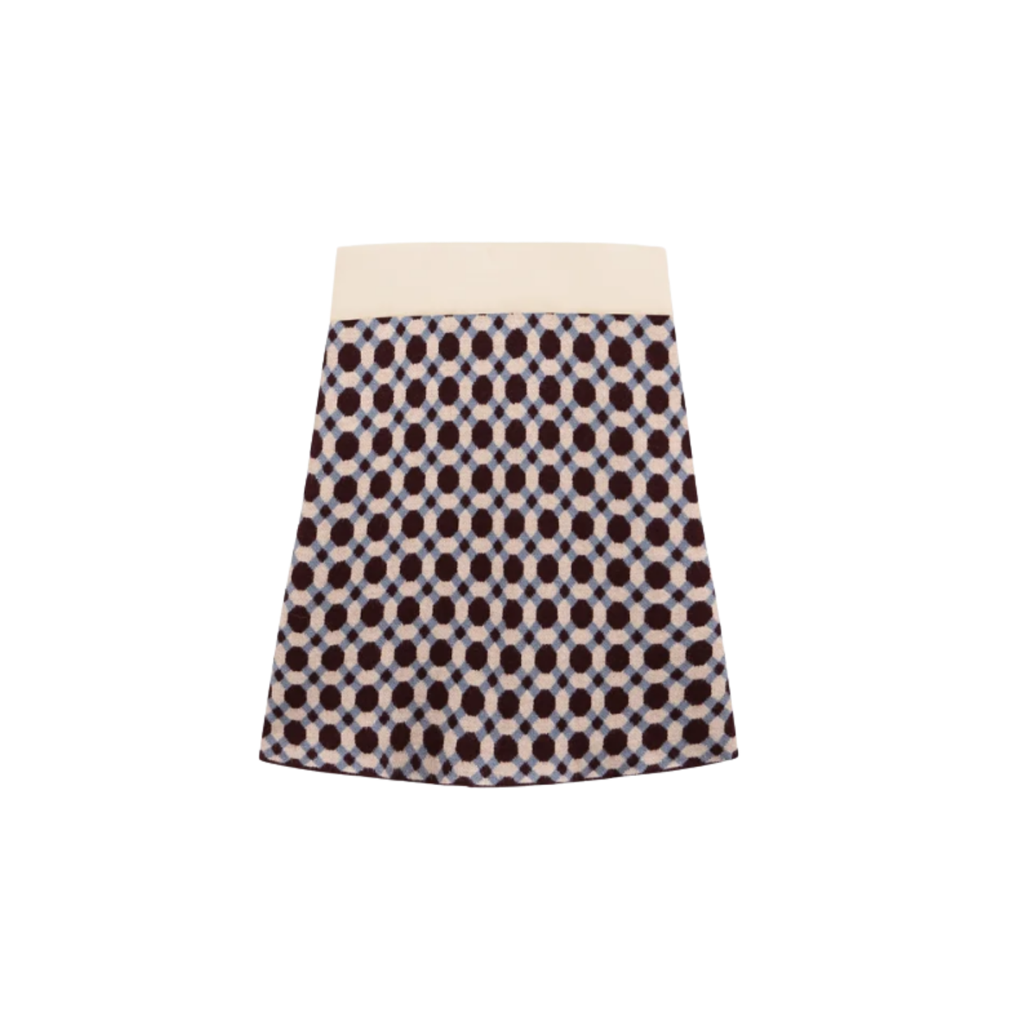 Birinit Cream/Wine Geometric Knit Skirt
