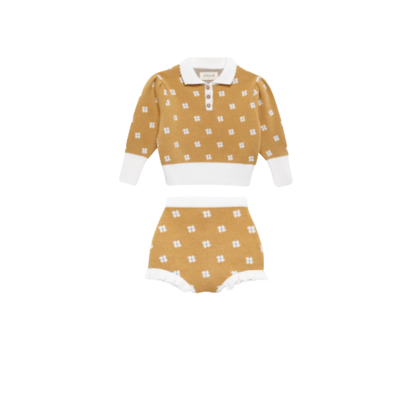 Birinit Mustard Floral Knit Bloomer Set