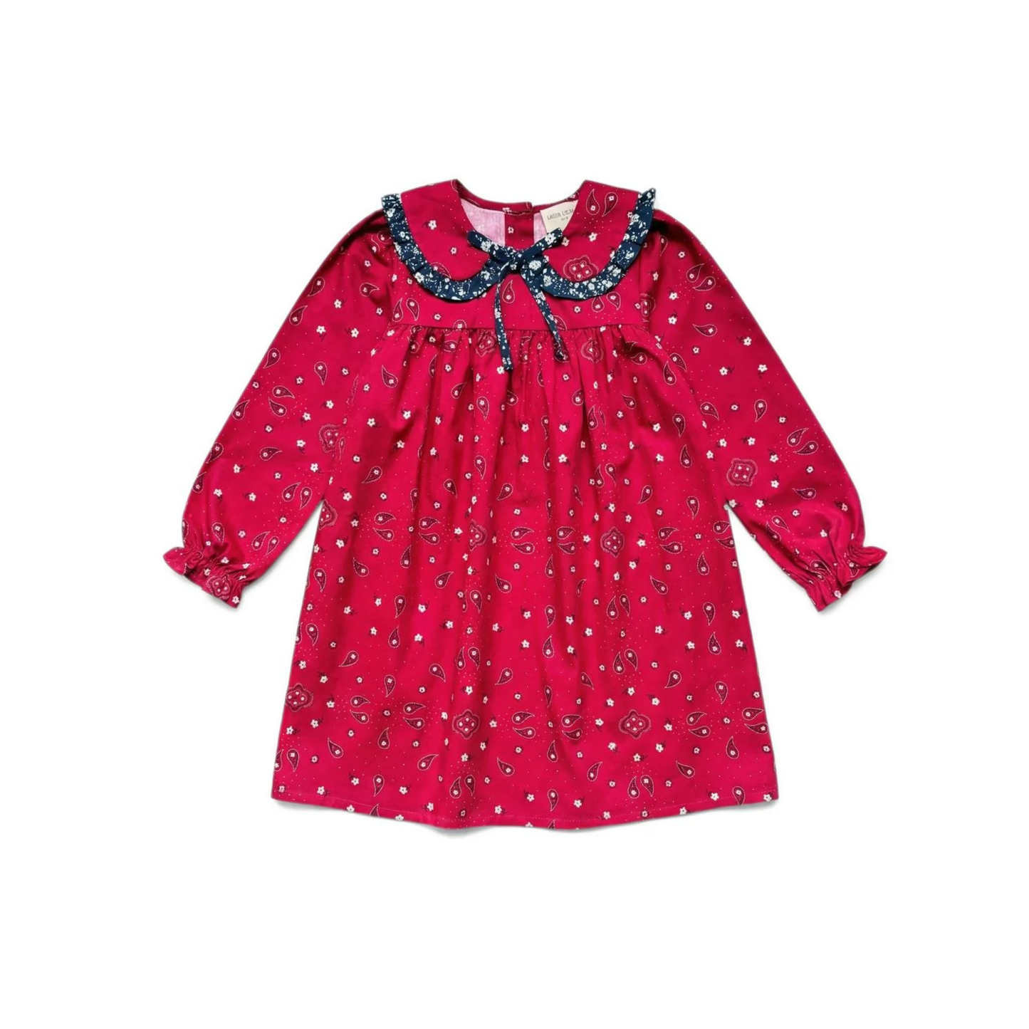 Louis Louise Red Benjamine Twill Bandana Long Sleeve Dress