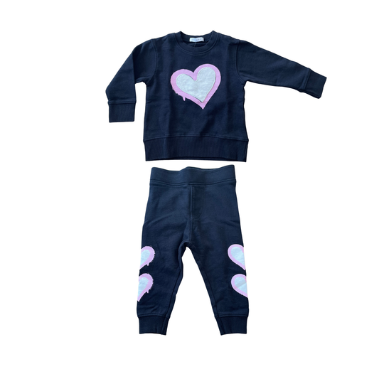 Little Mish Black Graffiti Hear 2 Pc Set