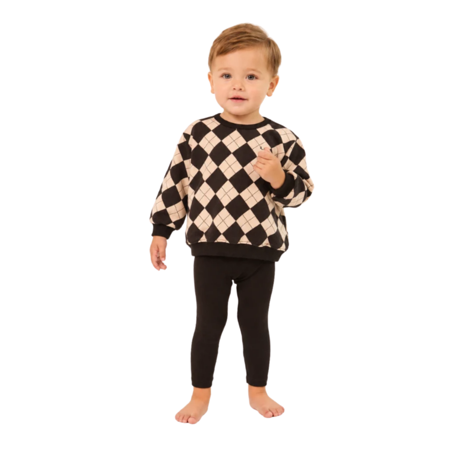 Little Parni Black Argyle Sweathirt + Leggings