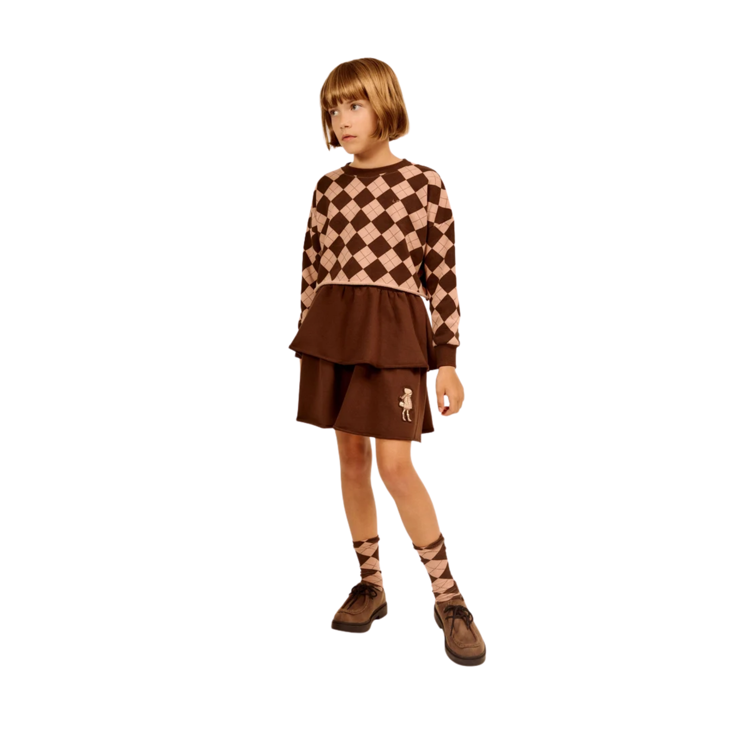 Little Parni Brown French Terry Skirt