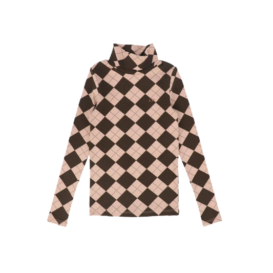 Little Parni Brown Argyle Turtleneck