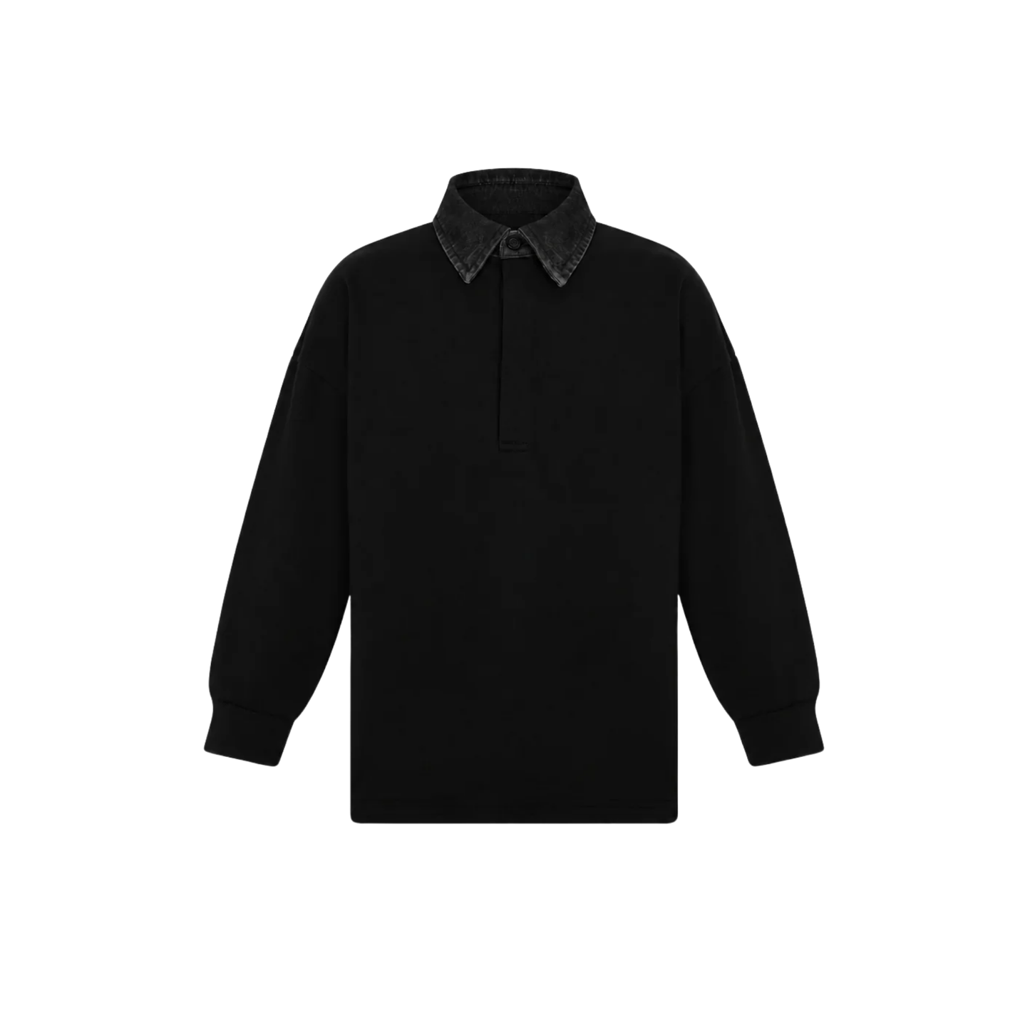 Little Parni Black Boys Denim Collar Polo