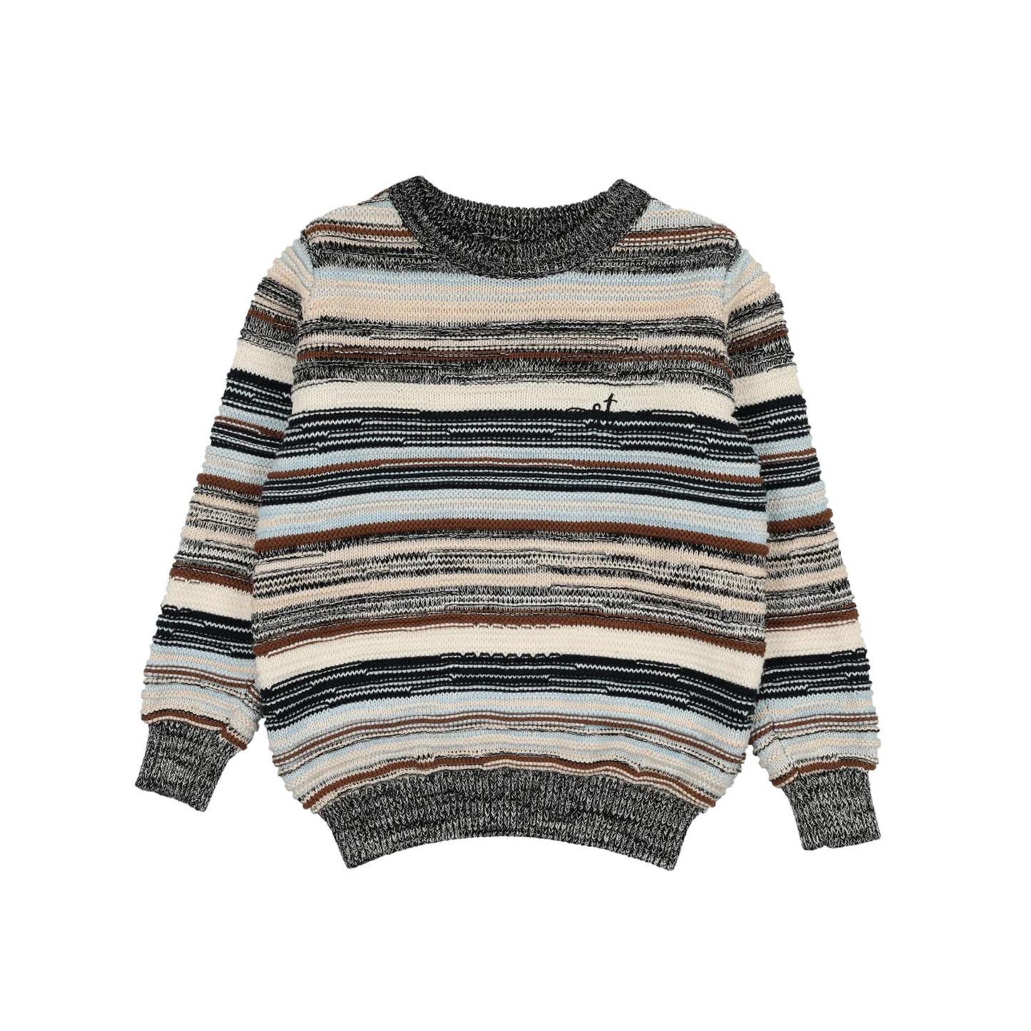 Sweet Threads Multi Color Stripe Crew Neck Long Sleeve Sweater