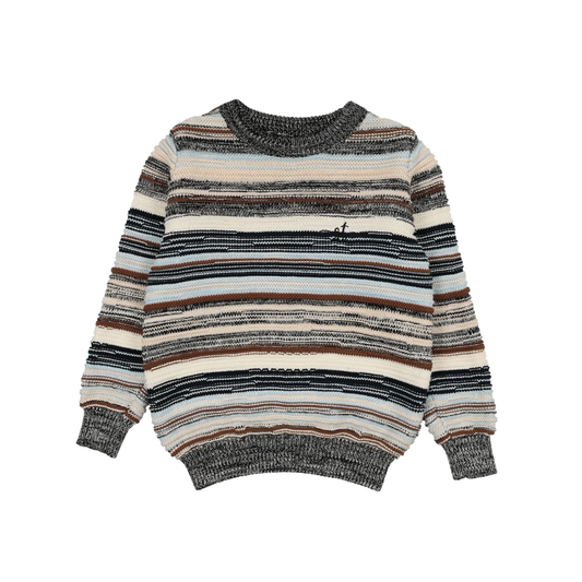 Sweet Threads Multi Color Stripe Crew Neck Long Sleeve Sweater