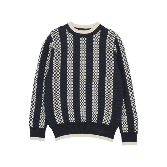 Sweet Threads Navy Blue Stripe V-Neck Long Sleeve Sweater