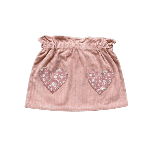 Louis Louise Pink Heart Denim Teacher Skirt