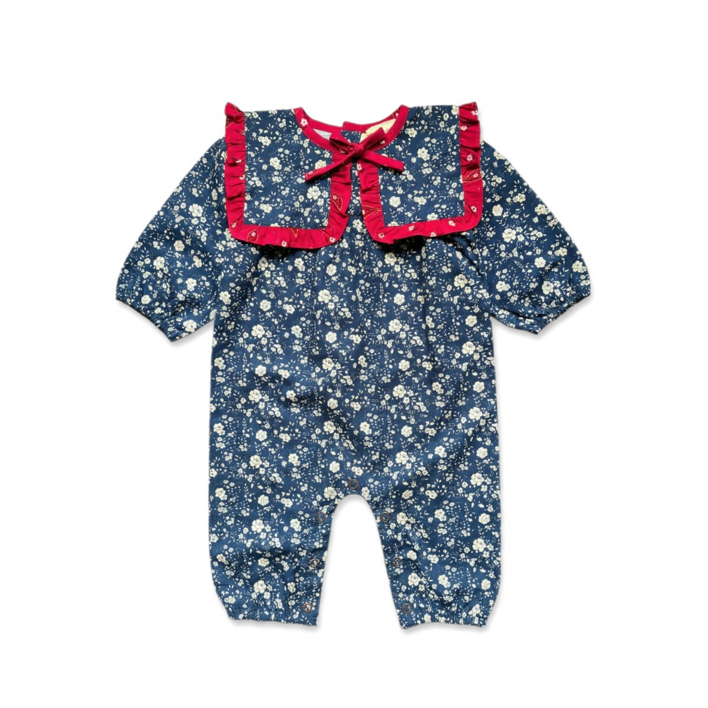 Louis Louise Navy Celiciane Romactic Flower Twill Overall