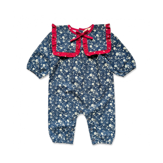 Louis Louise Navy Celiciane Romactic Flower Twill Overall