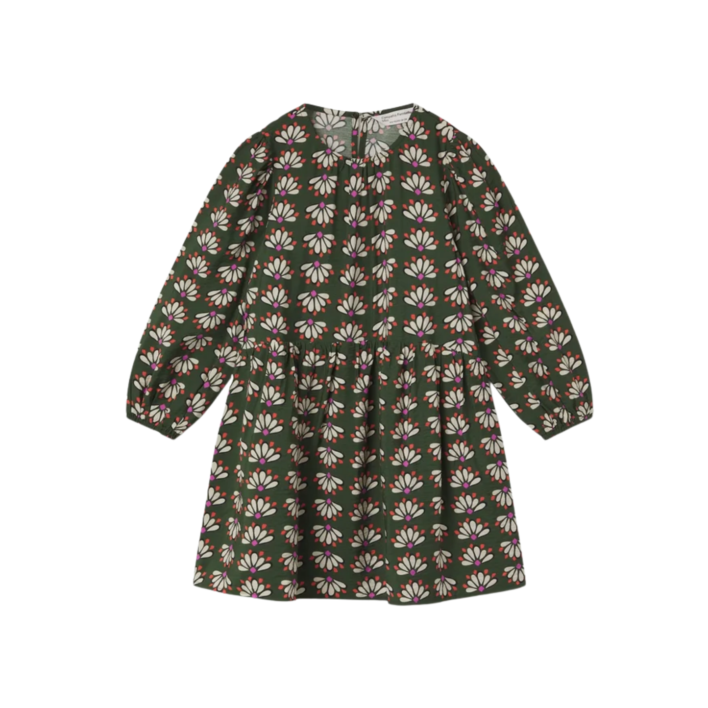 Compania Fantastica Sap Green Geometry Short Sleeve Dress