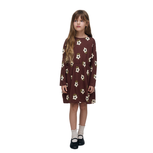 Compania Fantastica Brown Multi Multi Santini Long Sleeve Dress