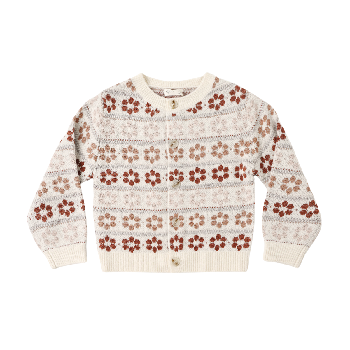 Rylee+Cru Natural Cheyenne Flower Long Sleeve Cardigan