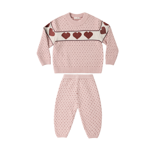 Rylee+Cru Blush Reagan Hearts Knit Set