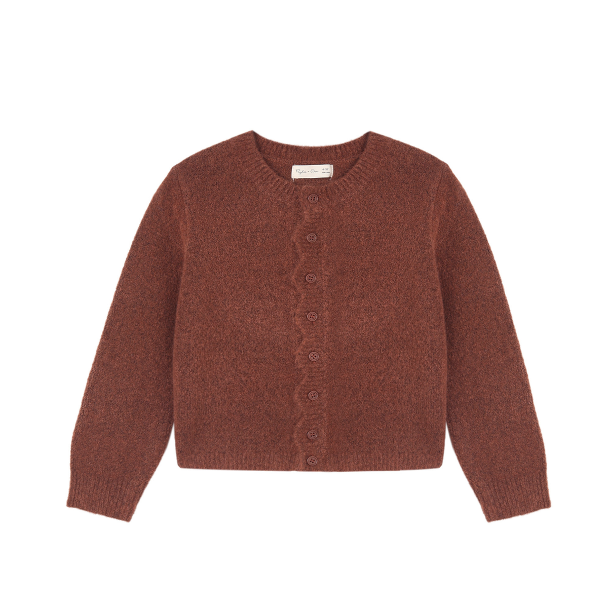 Rylee+Cru Brick Scallop Long Sleeve Cardigan