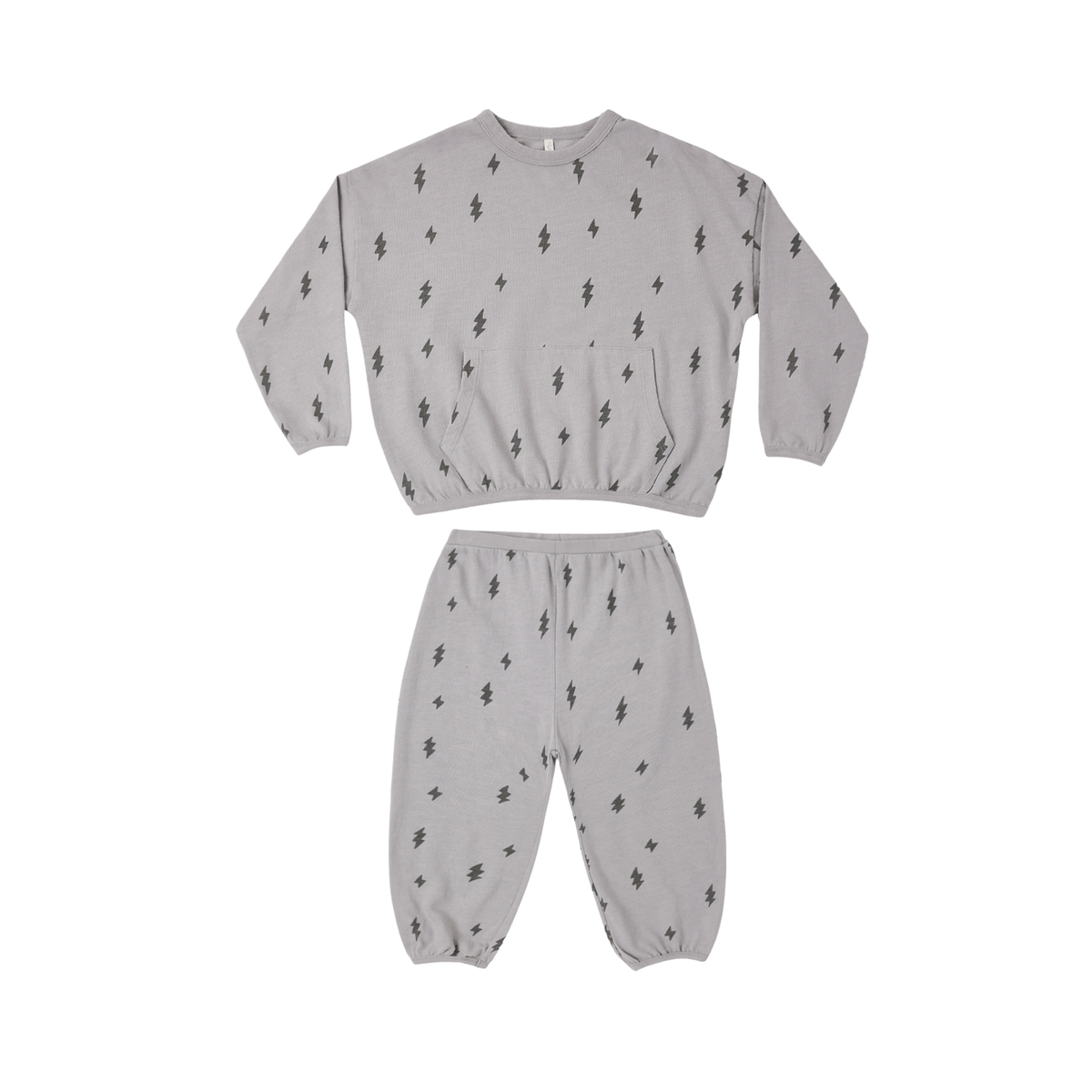 Rylee+Cru Dusty-Blue Bolts Relaxed Pants Set