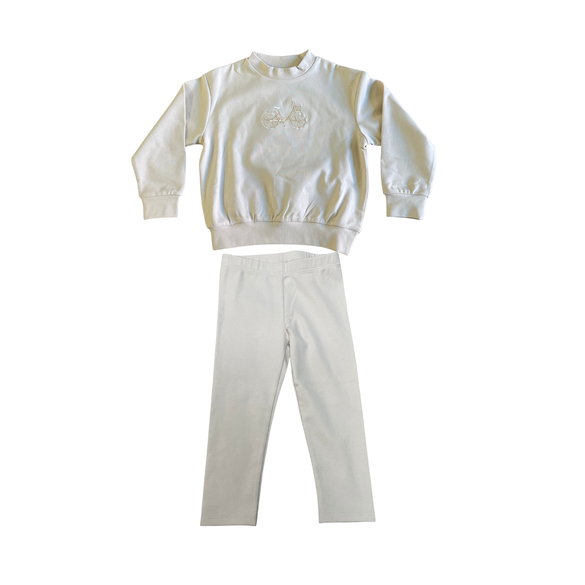 Bonjoy Taupe Bike Embroidered Bike Sweatset