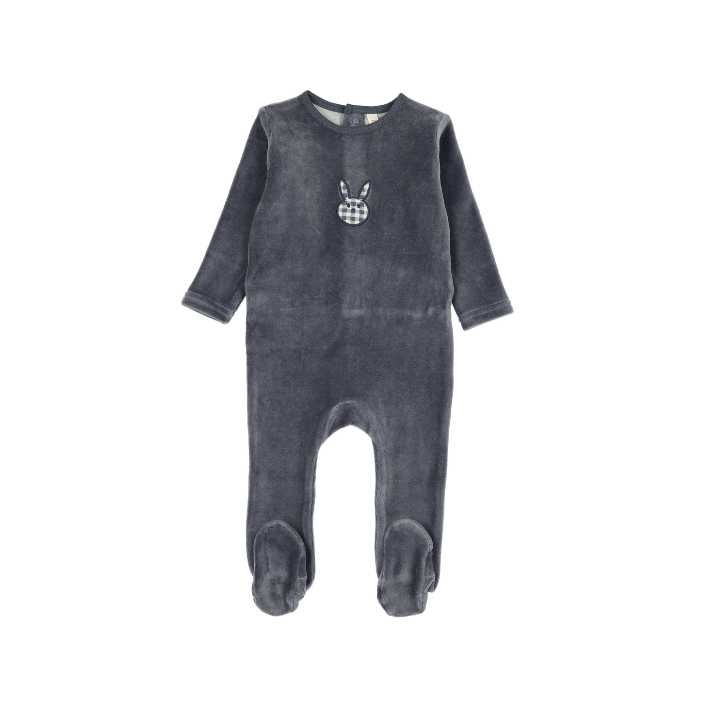 Lilette Off Navy Velour Gingham Bunny Footie