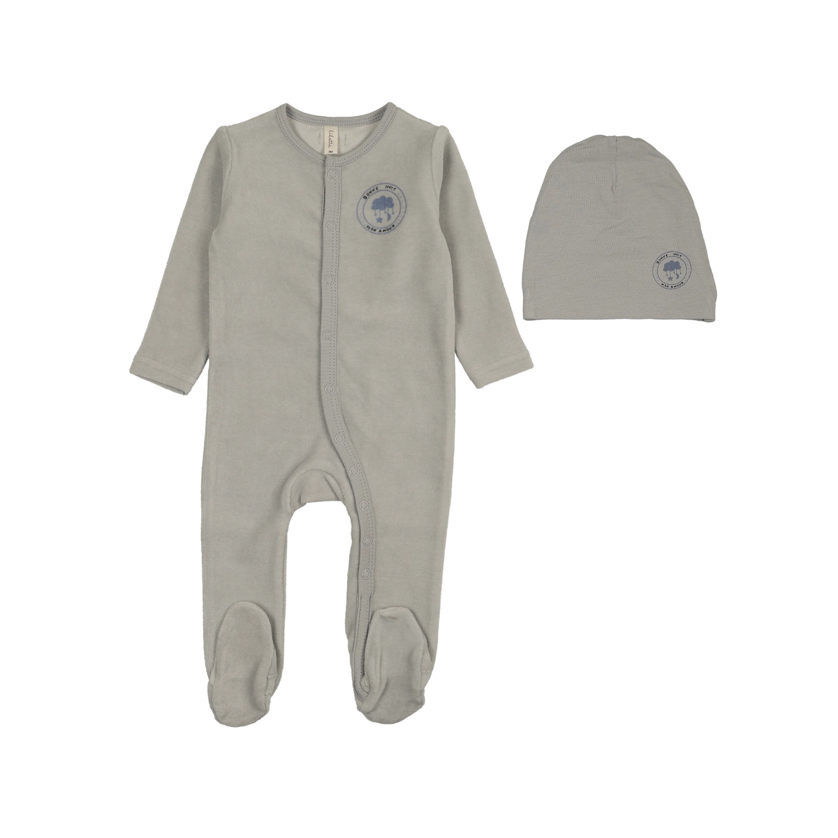 Lilette Pale Blue Velour Snap Down Footies Set