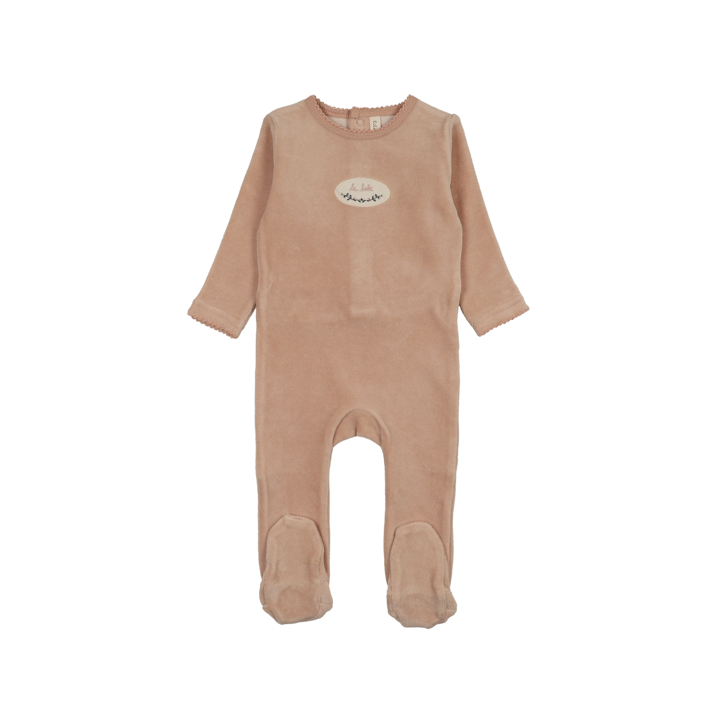 Lilette Dusty Pink Velour Patch Footie