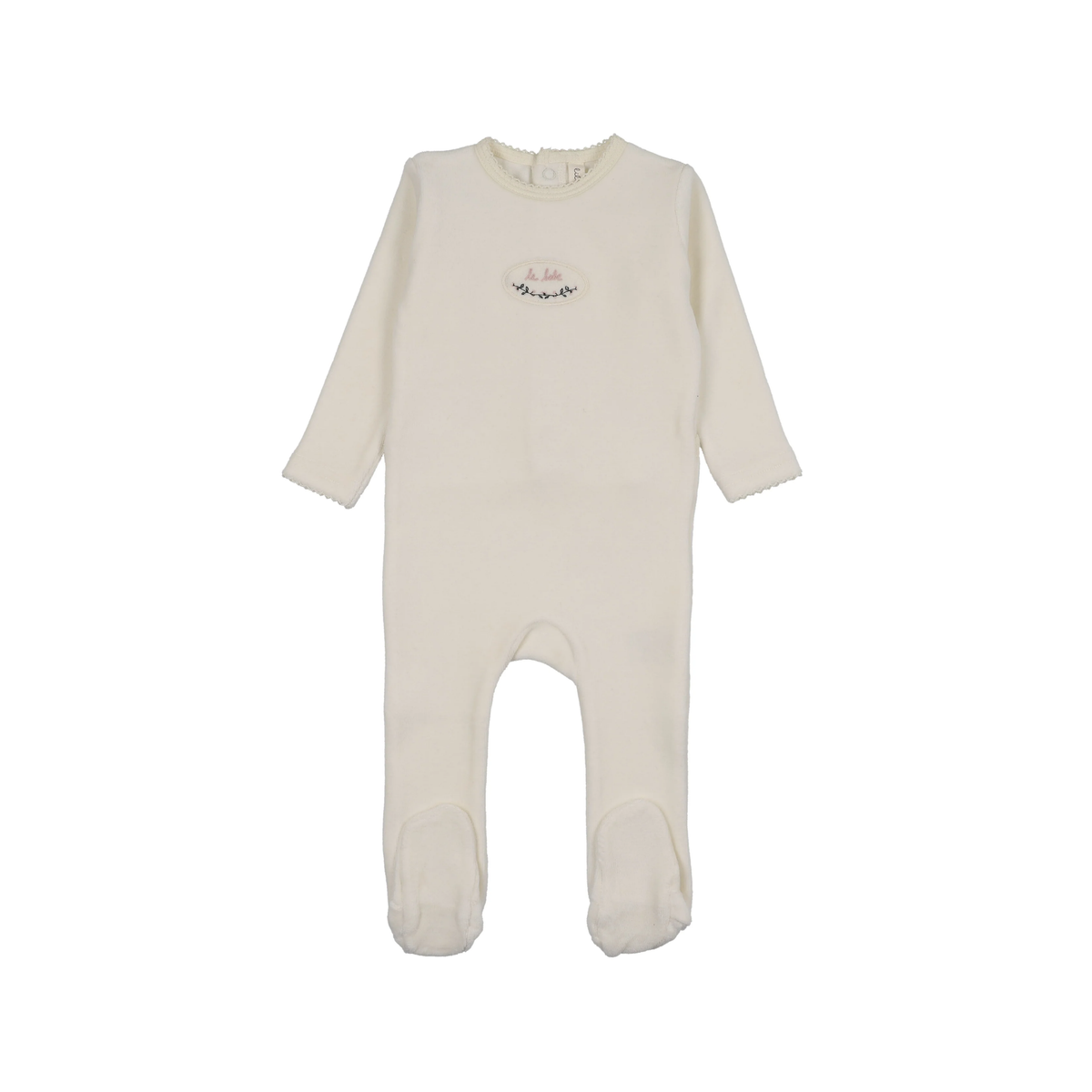 Lilette Cream/Pink Velour Patch Footie