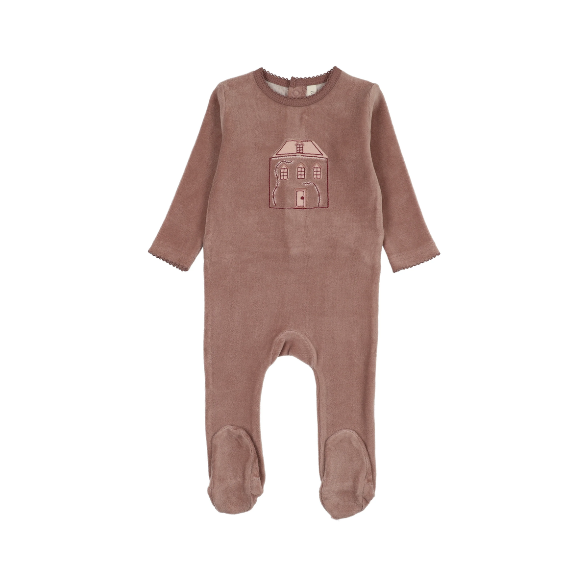 Lilette Mauve Stitched Graphic Velour Footie