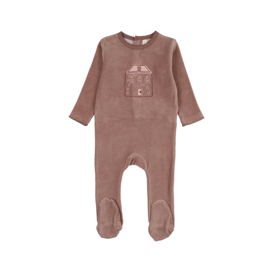 Lilette Mauve Stitched Graphic Velour Footie