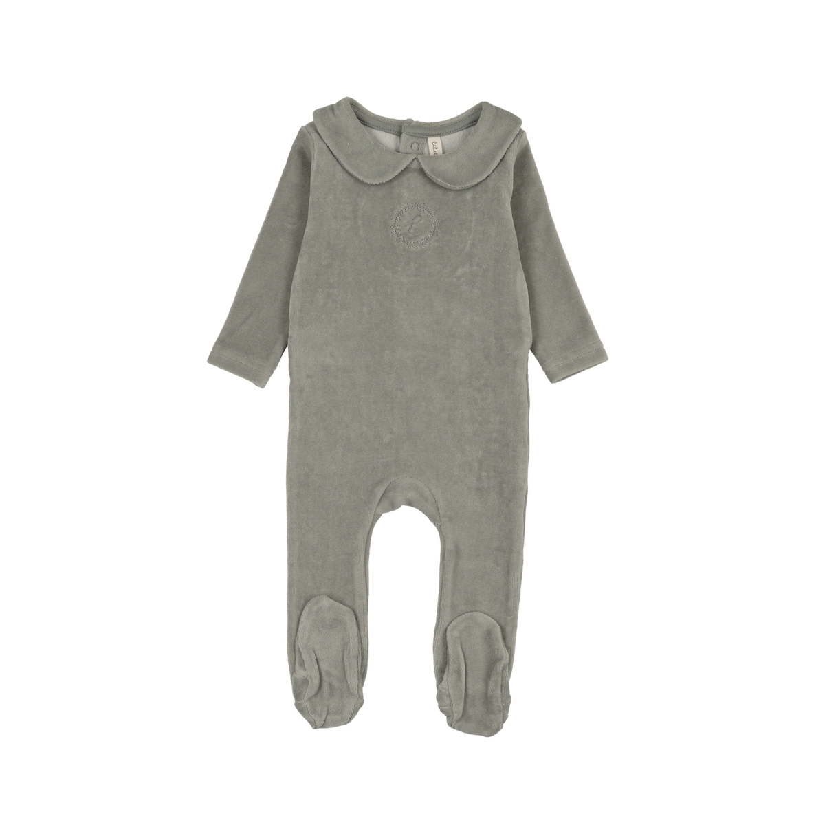 Lilette Light Blue Velour Crest Emblem Footie
