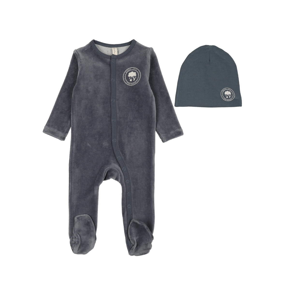 Lilette Off Navy Velour Snap Down Footies Set