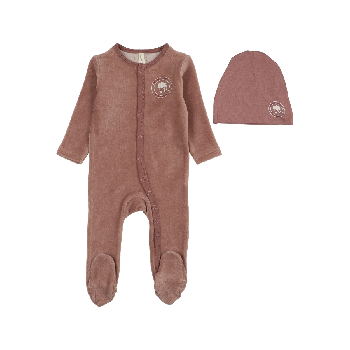 Lilette Mauve Velour Snap Down Footies Set