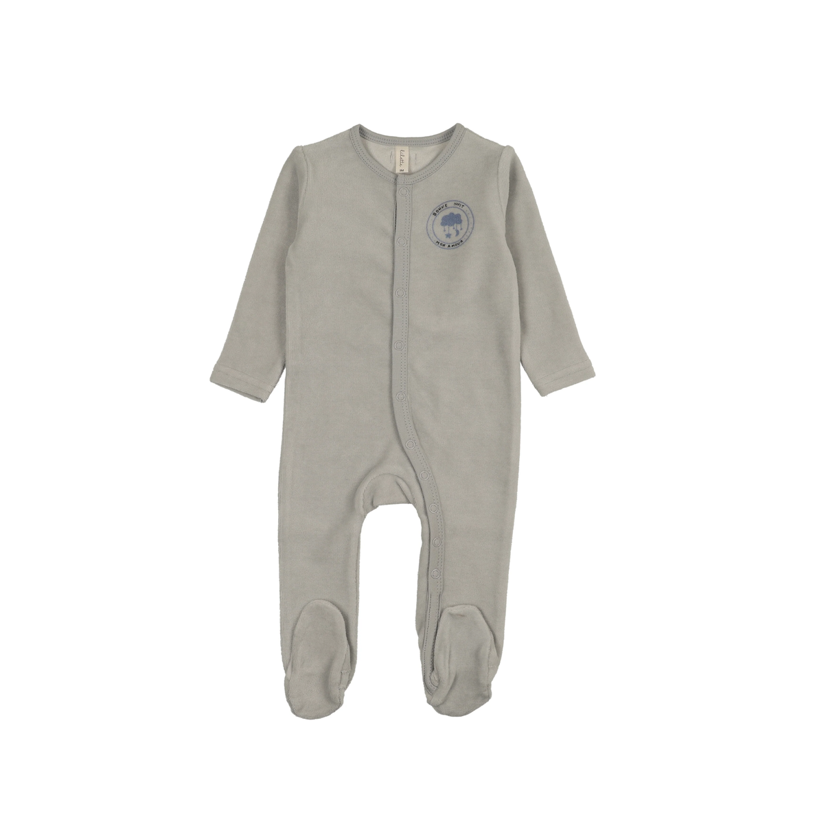 Lilette Pale Blue Velour Snap Down Footie