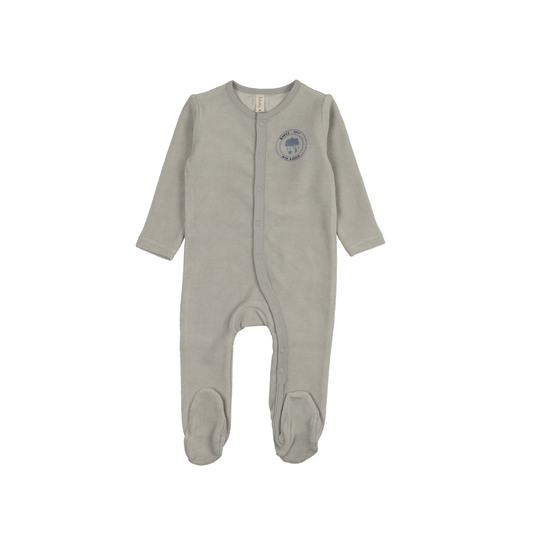 Lilette Pale Blue Velour Snap Down Footie